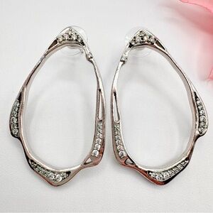 Kendra Scott Livi Frontal Hoop Drop Earrings Silver Tone Designer Signed
